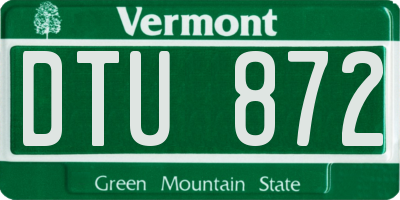 VT license plate DTU872