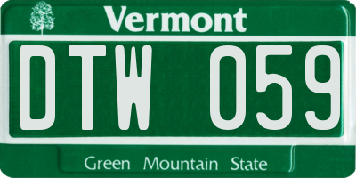 VT license plate DTW059
