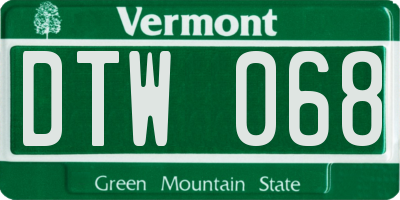 VT license plate DTW068