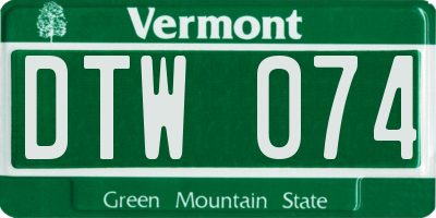 VT license plate DTW074