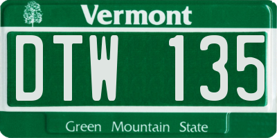 VT license plate DTW135