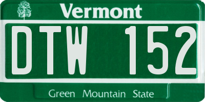 VT license plate DTW152