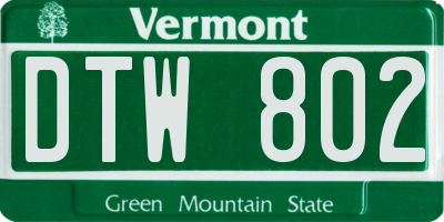 VT license plate DTW802