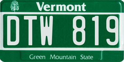 VT license plate DTW819