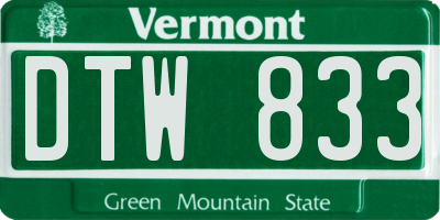 VT license plate DTW833
