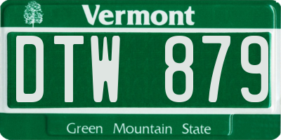 VT license plate DTW879