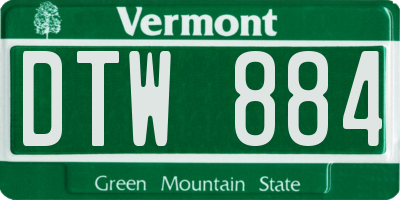 VT license plate DTW884