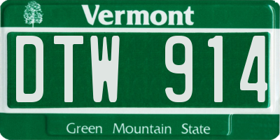 VT license plate DTW914