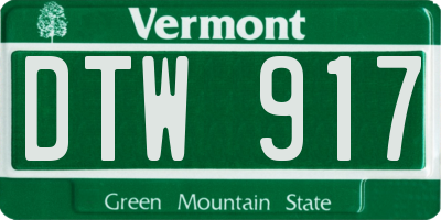 VT license plate DTW917