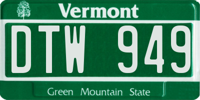 VT license plate DTW949