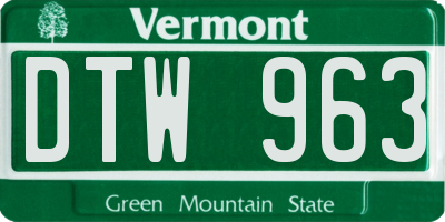 VT license plate DTW963