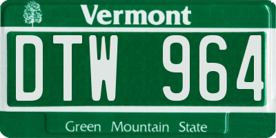 VT license plate DTW964