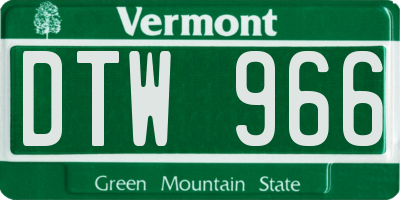 VT license plate DTW966