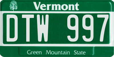 VT license plate DTW997
