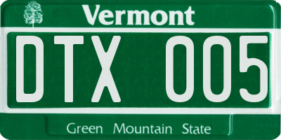 VT license plate DTX005