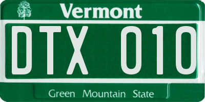 VT license plate DTX010