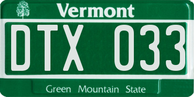 VT license plate DTX033