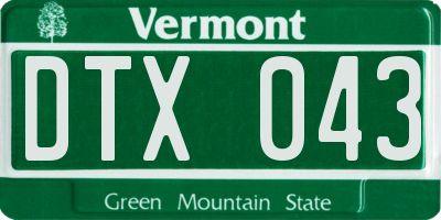 VT license plate DTX043