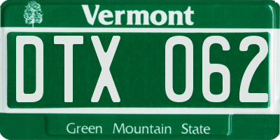 VT license plate DTX062