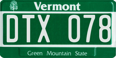 VT license plate DTX078