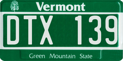 VT license plate DTX139