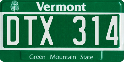 VT license plate DTX314