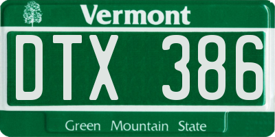 VT license plate DTX386