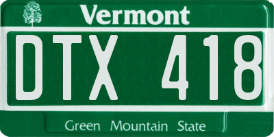 VT license plate DTX418