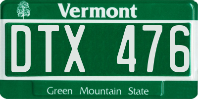 VT license plate DTX476