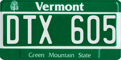VT license plate DTX605