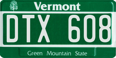 VT license plate DTX608