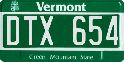 VT license plate DTX654