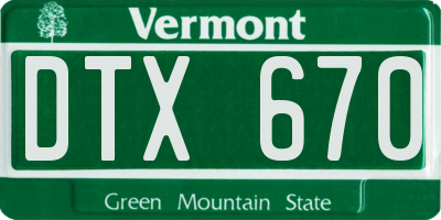 VT license plate DTX670