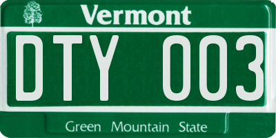 VT license plate DTY003