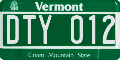 VT license plate DTY012