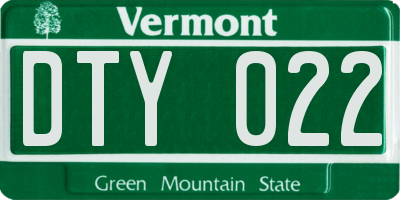 VT license plate DTY022