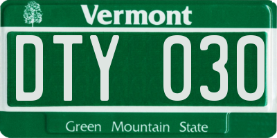 VT license plate DTY030