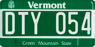 VT license plate DTY054