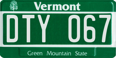 VT license plate DTY067