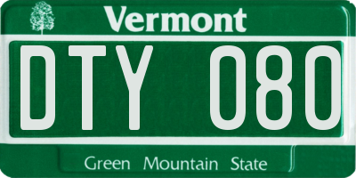 VT license plate DTY080