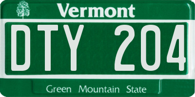 VT license plate DTY204