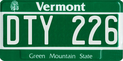 VT license plate DTY226