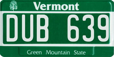 VT license plate DUB639