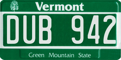 VT license plate DUB942