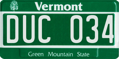 VT license plate DUC034