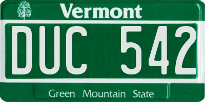 VT license plate DUC542