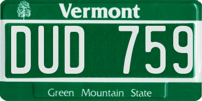 VT license plate DUD759