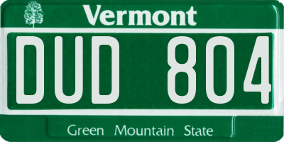 VT license plate DUD804