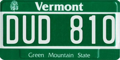 VT license plate DUD810