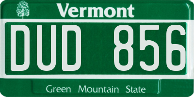 VT license plate DUD856